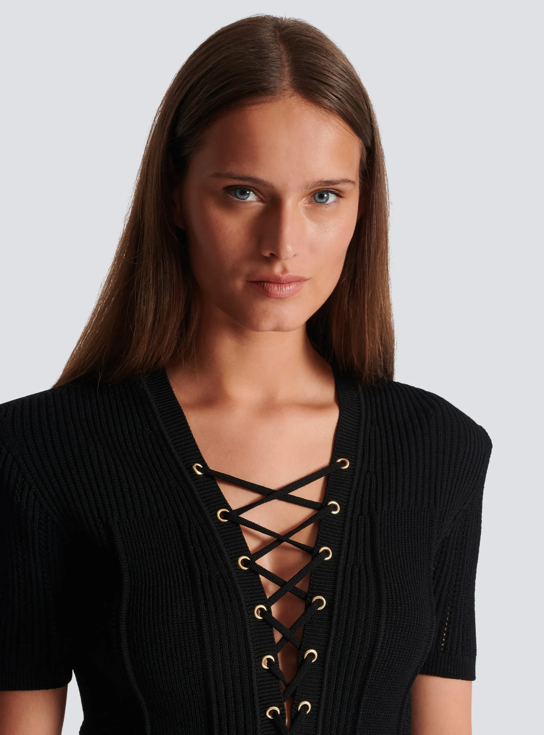 Short Fine Ribbed Knit Dress-Balmain Discount