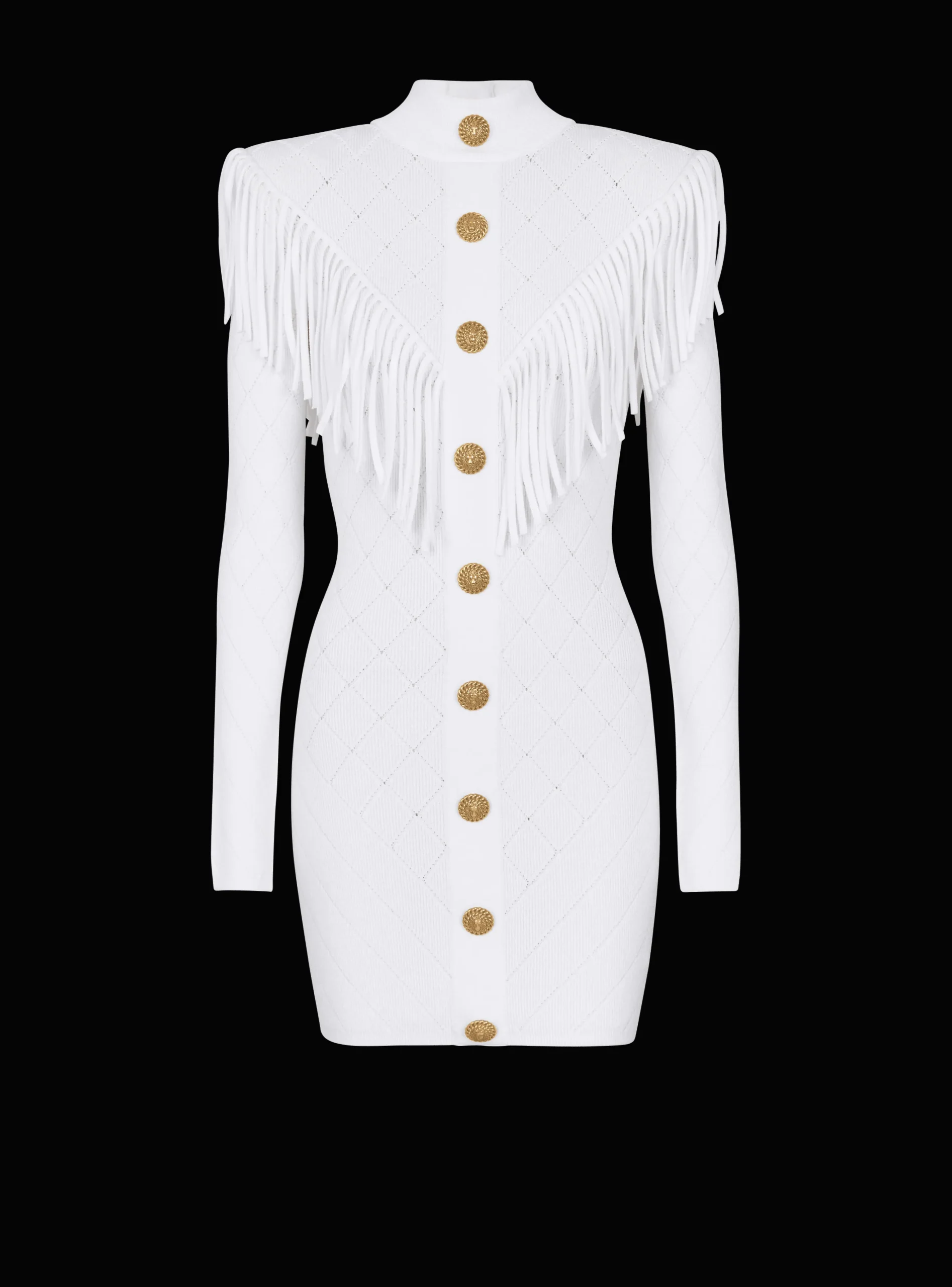 Short Fringed Fine Knit Dress-Balmain Sale