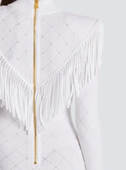 Short Fringed Fine Knit Dress-Balmain Sale