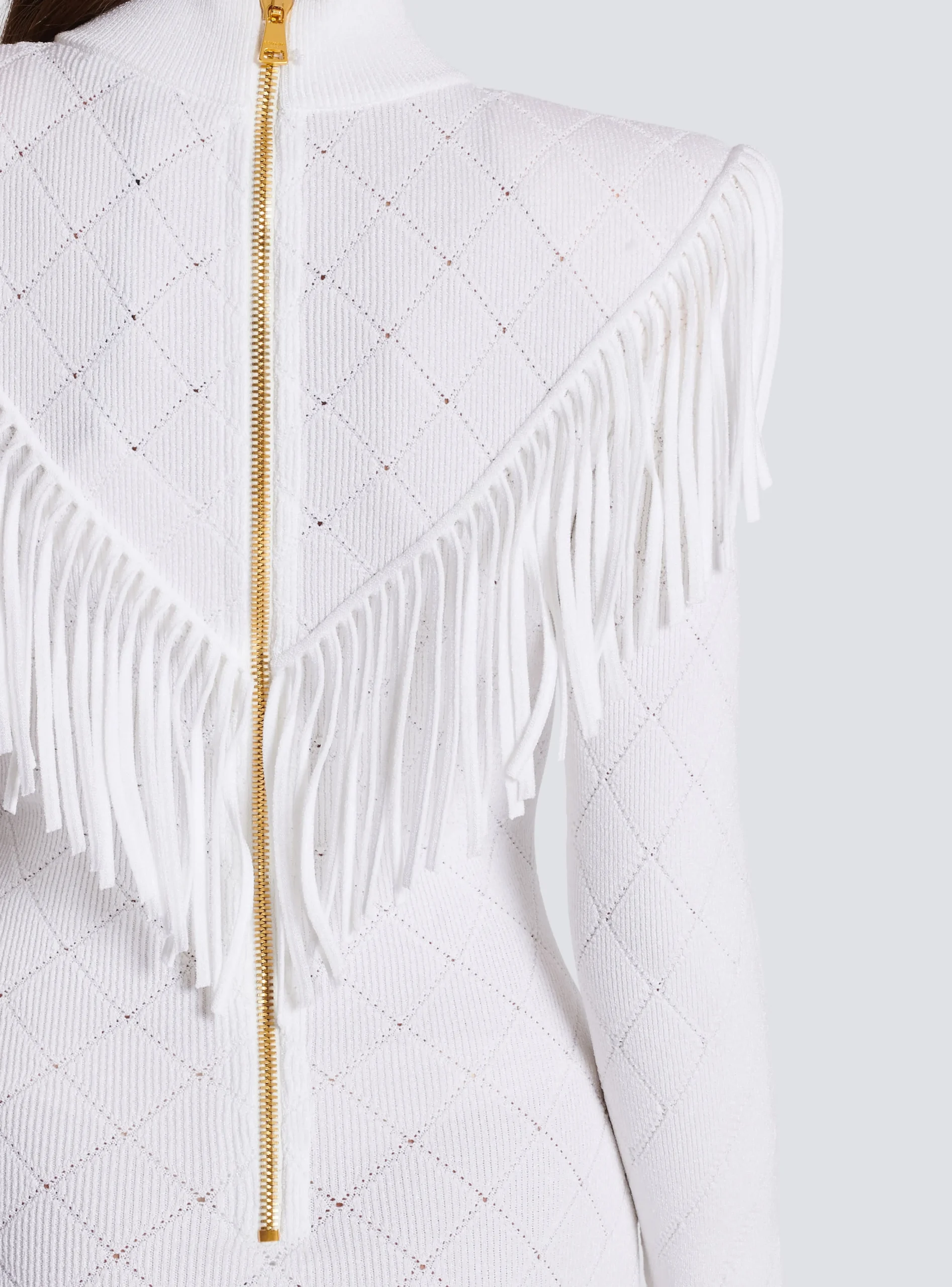 Short Fringed Fine Knit Dress-Balmain Sale