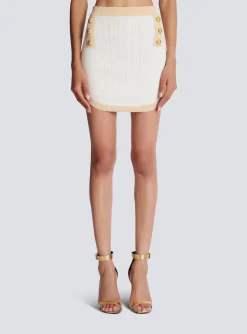 Short Knit Skirt With Gold Trim-Balmain Best