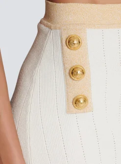 Short Knit Skirt With Gold Trim-Balmain Best