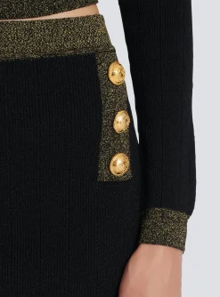 Short Knit Skirt With Gold Trim-Balmain Sale