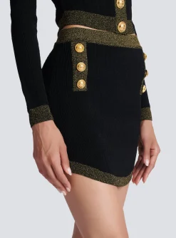 Short Knit Skirt With Gold Trim-Balmain Sale