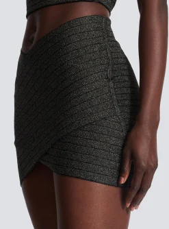 Short Knit Skirt With Stripes-Balmain Outlet