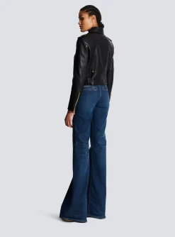 Short Leather Biker Jacket-Balmain Best Sale