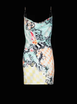 Short Satin Slip Dress With Baroque Print-Balmain Best Sale
