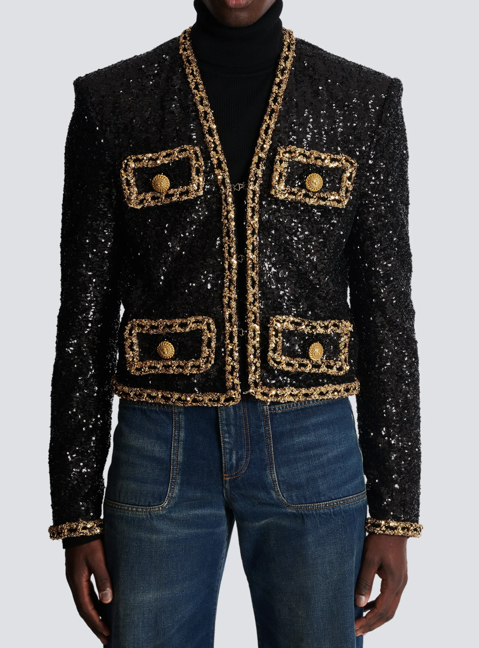 Short Sequin Jacket-Balmain Outlet