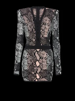 Short Snakeskin Jacquard Dress-Balmain Clearance