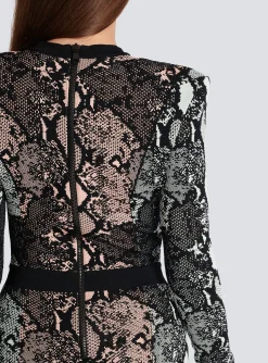 Short Snakeskin Jacquard Dress-Balmain Clearance