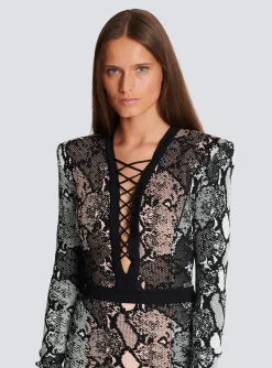 Short Snakeskin Jacquard Dress-Balmain Clearance