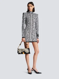 Short Snakeskin Textured Knit Dress-Balmain Online
