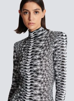 Short Snakeskin Textured Knit Dress-Balmain Online
