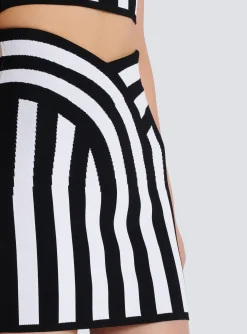 Short Striped Knit Skirt-Balmain Cheap