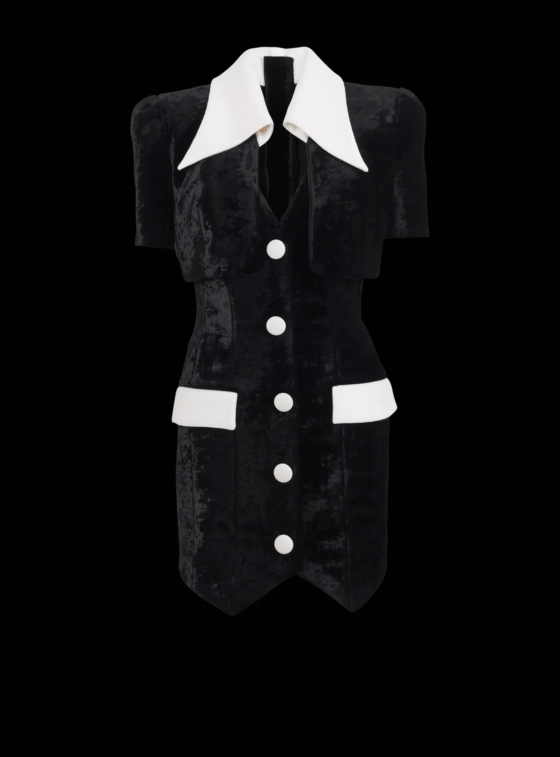 Short Structured Dress In Velvet And Crepe-Balmain Outlet