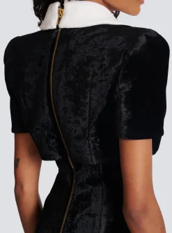 Short Structured Dress In Velvet And Crepe-Balmain Outlet