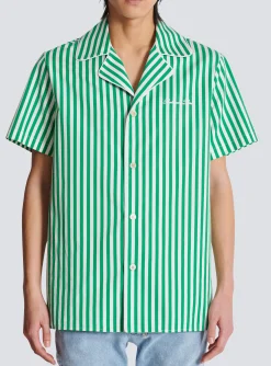 Short-sleeved Striped Cotton Pyjama Shirt-Balmain Sale