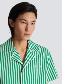Short-sleeved Striped Cotton Pyjama Shirt-Balmain Sale