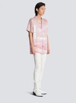 Short-sleeved Twill Pyjama Shirt With Postcard Print-Balmain Best Sale