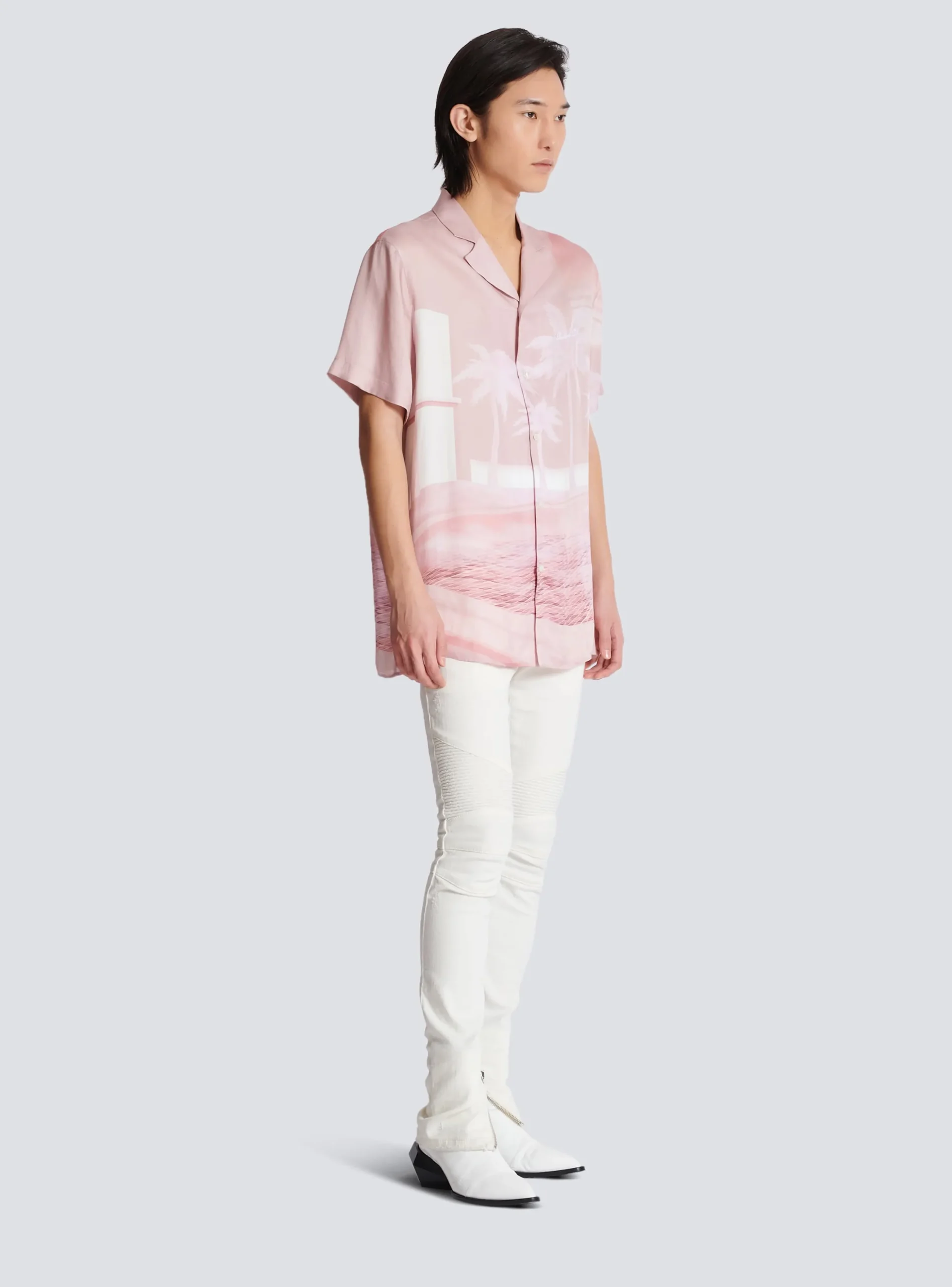 Short-sleeved Twill Pyjama Shirt With Postcard Print-Balmain Best Sale