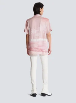 Short-sleeved Twill Pyjama Shirt With Postcard Print-Balmain Best Sale