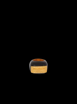 Signature Grid Brass And Enamel Ring-Balmain Sale