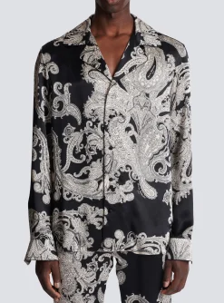 Silk Paisley Print Shirt-Balmain Online