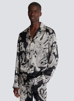 Silk Paisley Print Shirt-Balmain Online