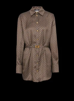 Silk Shirt With A Mini Monogram Print-Balmain Cheap