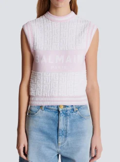 Sleeveless Monogram Knit Top-Balmain Best