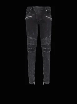 Slim-fit Denim Jeans With Ribbed Details-Balmain Discount