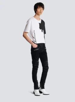 Slim-fit Denim Jeans With Ribbed Details-Balmain Discount