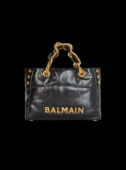 Small 1945 Soft Tote Bag In Crackled Calfskin-Balmain Discount