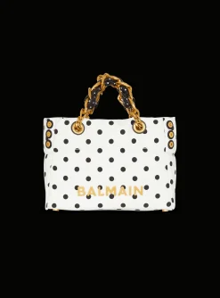 Small 1945 Soft Tote Bag In Polka Dot Canvas-Balmain Sale