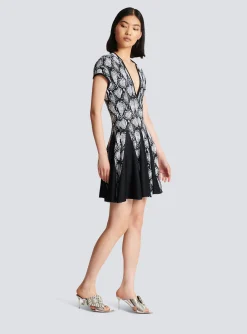 Snakeskin Jacquard Dress-Balmain Clearance
