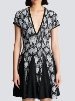 Snakeskin Jacquard Dress-Balmain Clearance