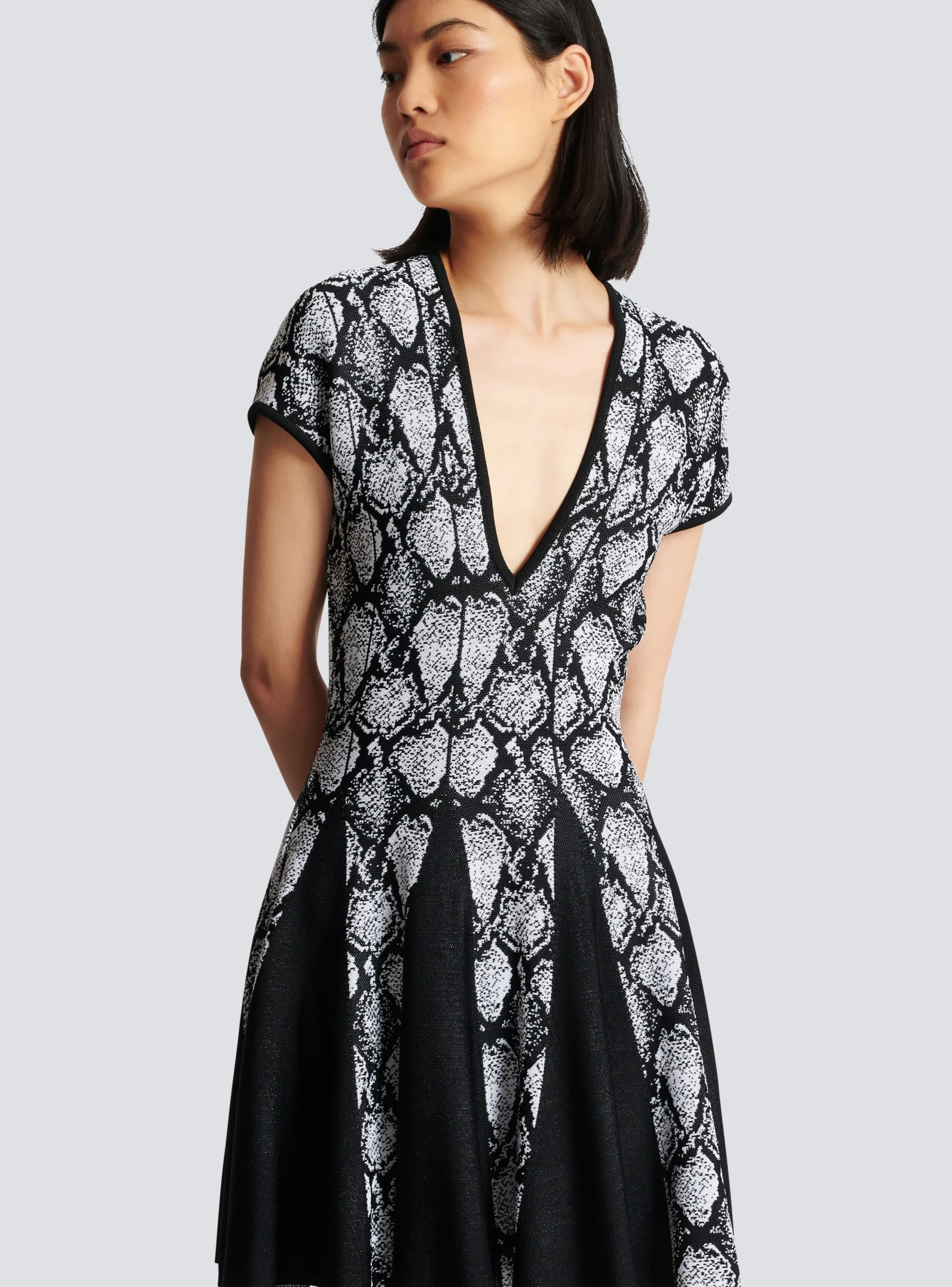 Snakeskin Jacquard Dress-Balmain Clearance