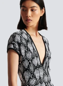 Snakeskin Jacquard Dress-Balmain Clearance