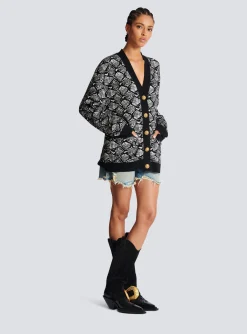 Snakeskin Jacquard Knit Cardigan-Balmain Flash Sale