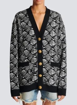 Snakeskin Jacquard Knit Cardigan-Balmain Flash Sale