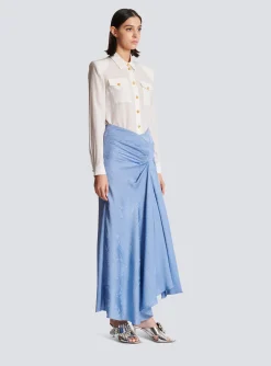 Snakeskin Silk Jacquard Skirt-Balmain New