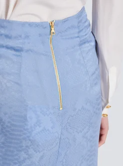 Snakeskin Silk Jacquard Skirt-Balmain New