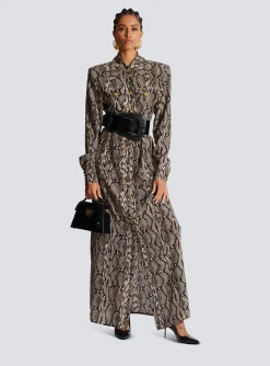 Snakeskin Silk Shirt Dress-Balmain Flash Sale