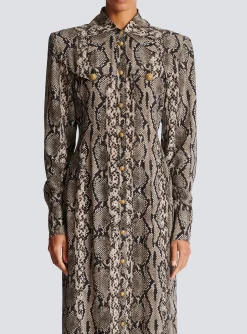 Snakeskin Silk Shirt Dress-Balmain Flash Sale