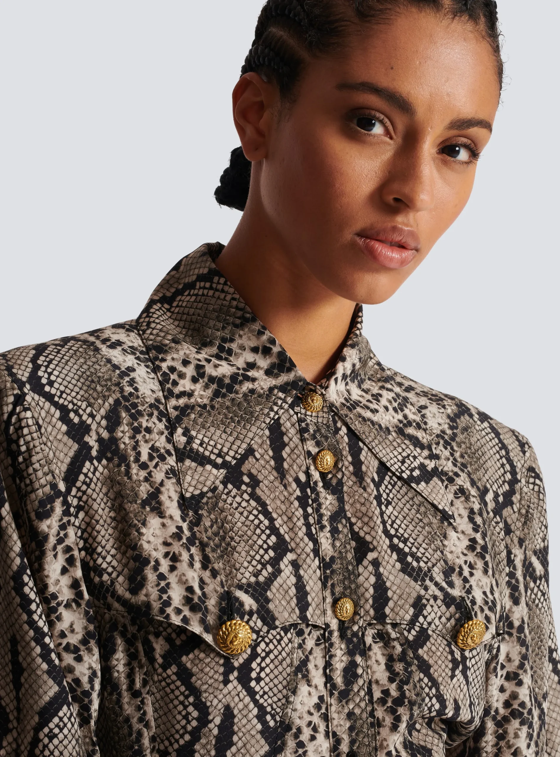 Snakeskin Silk Shirt Dress-Balmain Flash Sale
