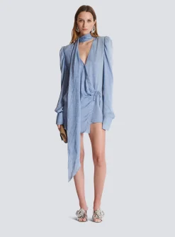 Snakeskin Silk Tie Dress-Balmain Store