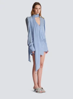 Snakeskin Silk Tie Dress-Balmain Store
