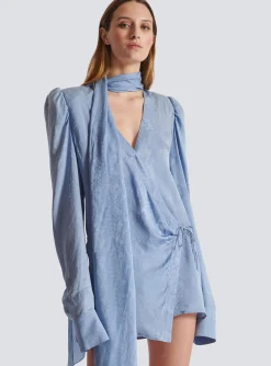 Snakeskin Silk Tie Dress-Balmain Store