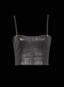 Spaghetti Strap Leather Top-Balmain Store