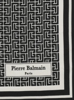 Square Silk Scarf With Monogram Print-Balmain Discount